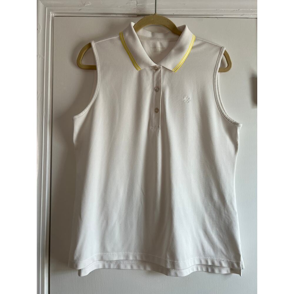 Tory Sport TECH PIQUÉ SLEEVELESS POLO White Sz XL - Picture 4 of 8